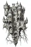 gothic architecture deteriorated castle  tattoo design idea