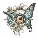 butterfly and eye inside tattoo design idea