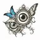 butterfly and eye inside tattoo design idea