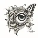 butterfly and eye inside tattoo design idea