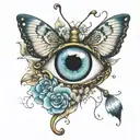 butterfly and eye inside tattoo design idea