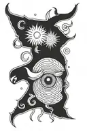 Chevron, eye, sun, animal, taurus zodiac sign tattoo design idea