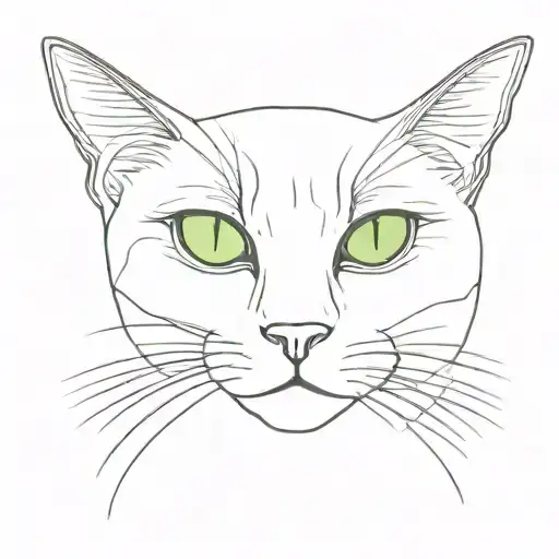 black cat green eyes  tattoo design idea