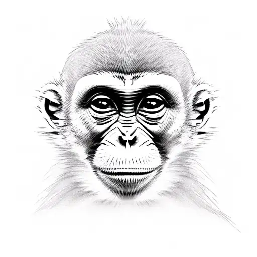 realistic little cute monkey face tattoo design idea