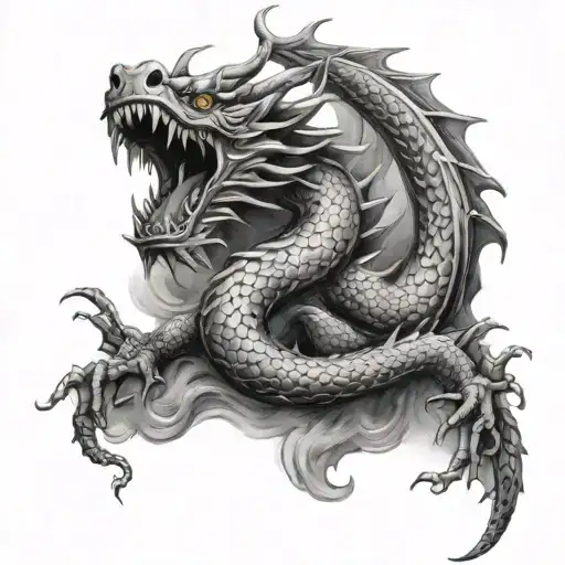 A dragon coiled around a Japanese temple, symbolizing protection and strength tattoo design idea