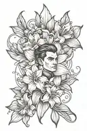 archer, atlas, and amaryllis flower tattoo design idea