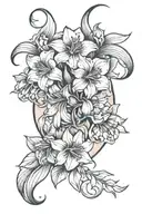 archer, atlas, and amaryllis flower tattoo design idea