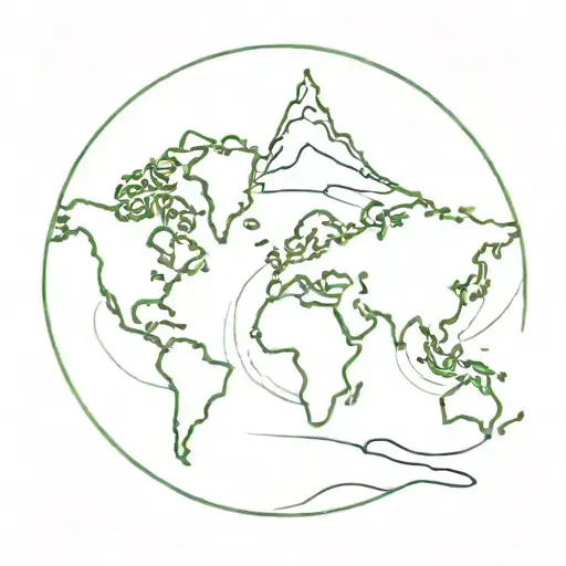 world map with aurora borealis tattoo design idea