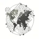 world map with aurora borealis tattoo design idea