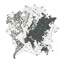 world map with aurora borealis tattoo design idea