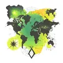 world map with aurora borealis tattoo design idea