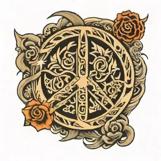 Peace sign intertwined tattoo design idea