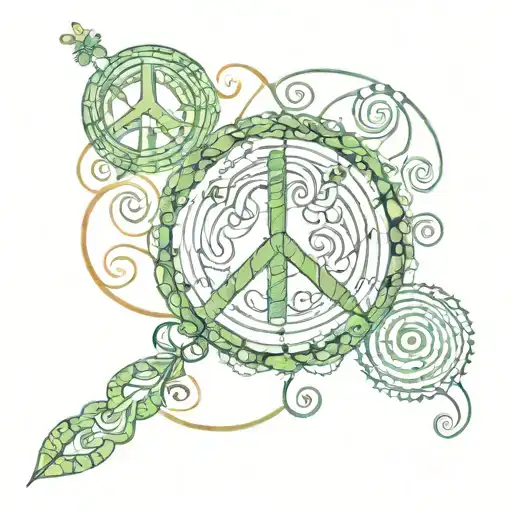 Peace sign and spiral merging tattoo design idea