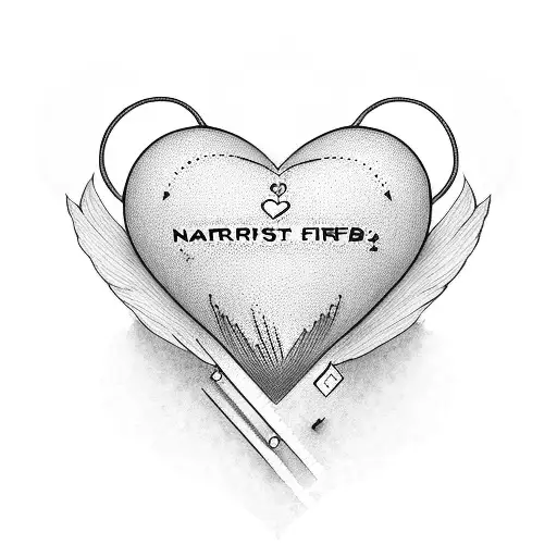 Heart beat which narrate life events like marriage and first baby with their names tattoo design idea
