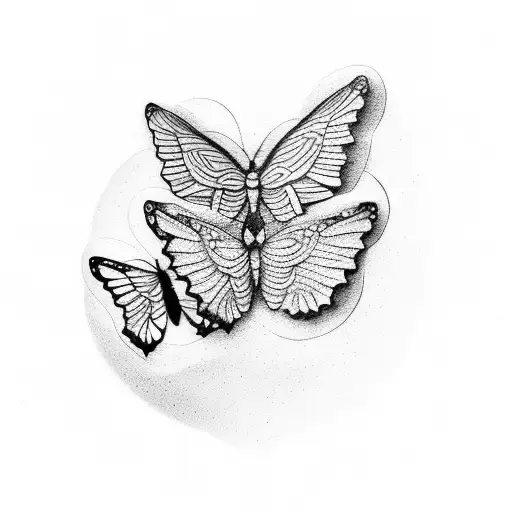 three butterflies that match with my first tatto that is a half sun  tattoo design idea