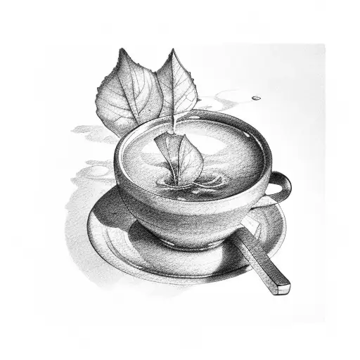 green tea leaf tattoo design idea