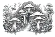 mushroom cave tattoo design idea