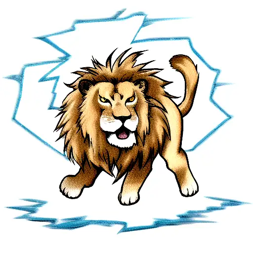 Lion, lightning  tattoo design idea