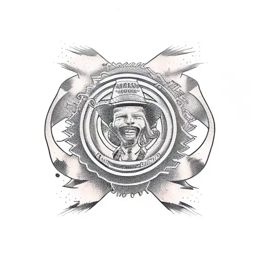 plate of spaghetti with cowboy hat tattoo design idea