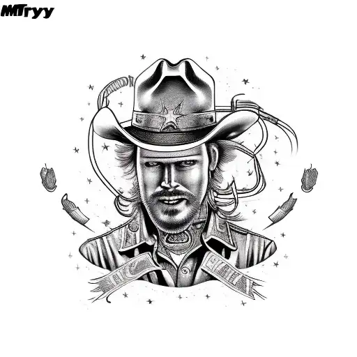 plate of spaghetti with cowboy hat tattoo design idea