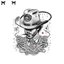 plate of spaghetti with cowboy hat tattoo design idea