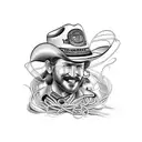plate of spaghetti with cowboy hat tattoo design idea