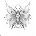 A moth with the words 'Y2K' incorporated into its wings tattoo design idea