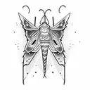 A moth with the words 'Y2K' incorporated into its wings tattoo design idea
