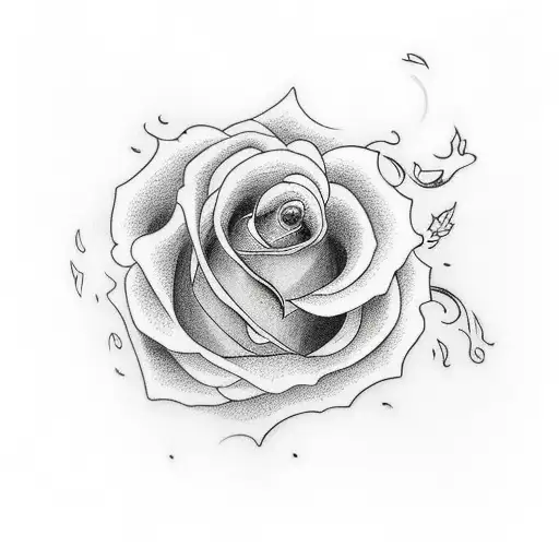 full rose with fire tattoo design idea