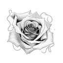 rose with fire tattoo design idea