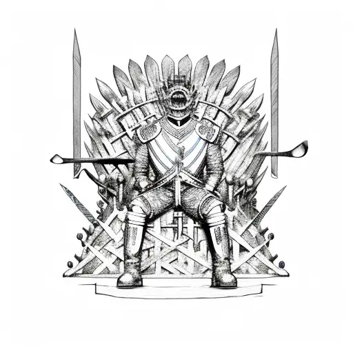 peppermint butler sitting on the iron throne made of fin's the human swords tattoo design idea