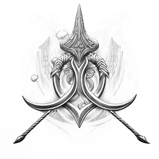 Poseidon's Trident combined with Excalibur tattoo design idea