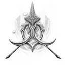 Poseidon's Trident combined with Excalibur tattoo design idea