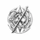 Poseidon's Trident combined with Excalibur tattoo design idea