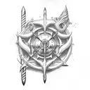 Poseidon's Trident combined with Excalibur tattoo design idea