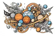 Create a band tattoo design inspired by the alignment of planets on 8Th march 2000 8:47 am this design must go around me tattoo design idea