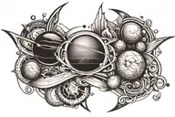 Create a band tattoo design inspired by the alignment of planets on 8Th march 2000 8:47 am this design must go around me tattoo design idea