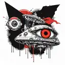 Two objects: a UFO and a big flying eye. A UFO should draw your eyes into themselves with a beam tattoo design idea