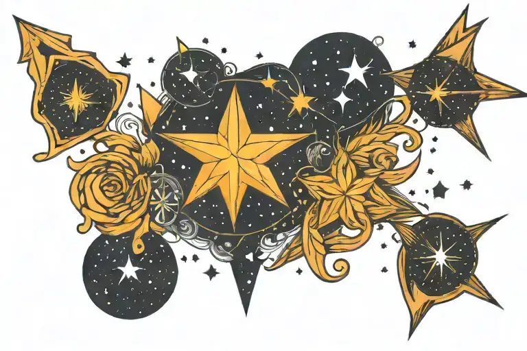 Star constellations for Leo, Sagittarius and Aquarius as a band  tattoo design idea