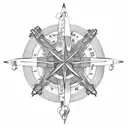 gorilla plane compass rose tattoo design idea