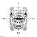 gorilla plane compass rose tattoo design idea