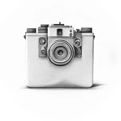 RSL letters incorporated into a camera shutter tattoo design idea