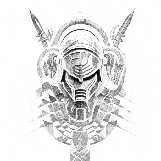 Sketch Spartan Tattoo Idea - BlackInk AI