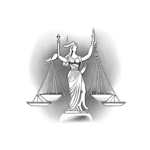 Lady Justice and a Libra scale tattoo design idea