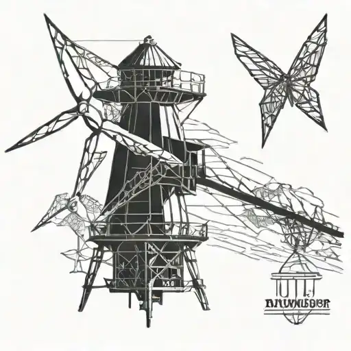 Combine José Miguel's love for wind turbines with his son's name in a blackwork tattoo tattoo design idea
