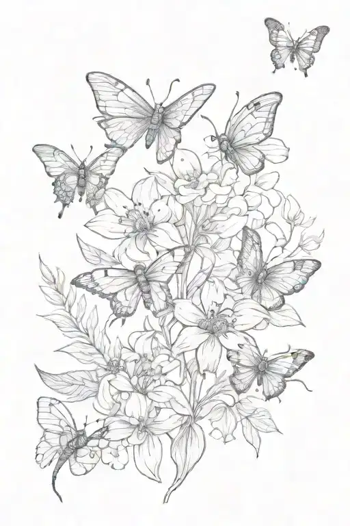 birth flowers January February March May June August September 1 scorpion 1 small butterfly  tattoo design idea