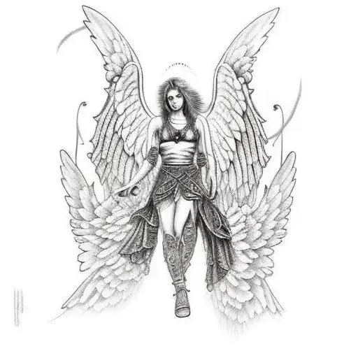 warrior angel  tattoo design idea