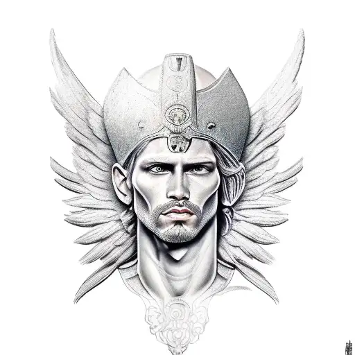 man warrior angel  tattoo design idea