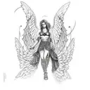 warrior angel  tattoo design idea