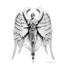 warrior angel  tattoo design idea